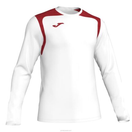 Joma 82P4R4394 أبيض أحمر بطولة القميص بأكمام طويلة v رجال