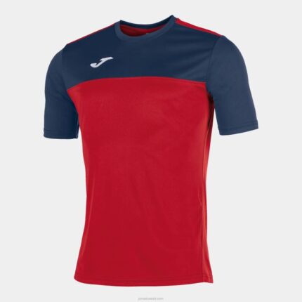 Joma 82P4R4437 أحمر أزرق كحلي الفائز قميص قصير الأكمام رجال