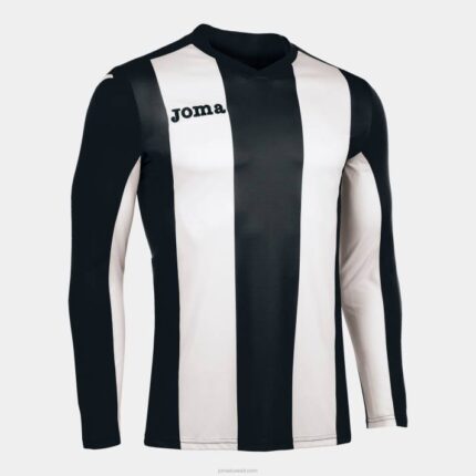 Joma 82P4R4521 أسود أبيض قميص بيزا كم طويل رجال