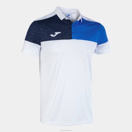 Joma 82P4R843 الأبيض الأزرق الملكي الأزرق الداكن قميص بولو بأكمام قصيرة طاقم v رجال