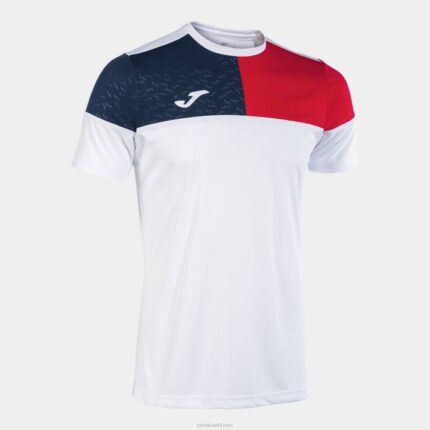 Joma 82P4R882 أبيض أحمر أزرق كحلي قميص طاقم قصير الأكمام v رجال