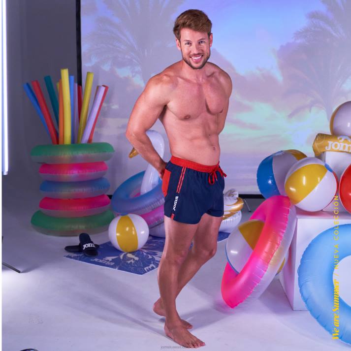 Joma 82P4R100 الأزرق الداكن الأحمر جذوع السباحة الكلاسيكية رجال