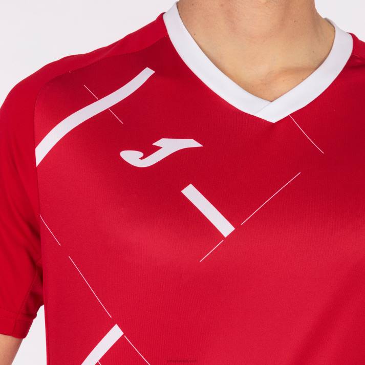 Joma 82P4R1011 احمر ابيض قميص بأكمام قصيرة النمر الثالث رجال