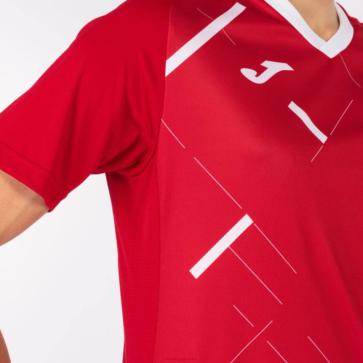 Joma 82P4R1011 احمر ابيض قميص بأكمام قصيرة النمر الثالث رجال