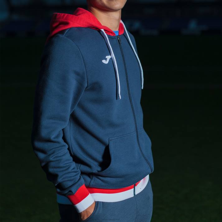 Joma 82P4R1023 الأزرق الداكن الأحمر سترة مقنعين مريحة الثاني رجال