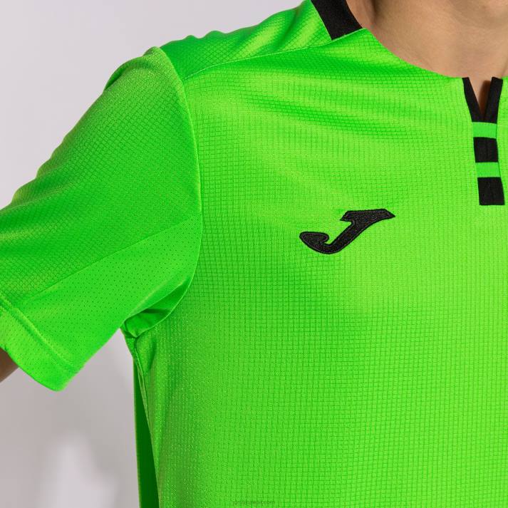 Joma 82P4R1039 نيون أخضر أسود قميص بأكمام قصيرة ذهبي رابعا رجال