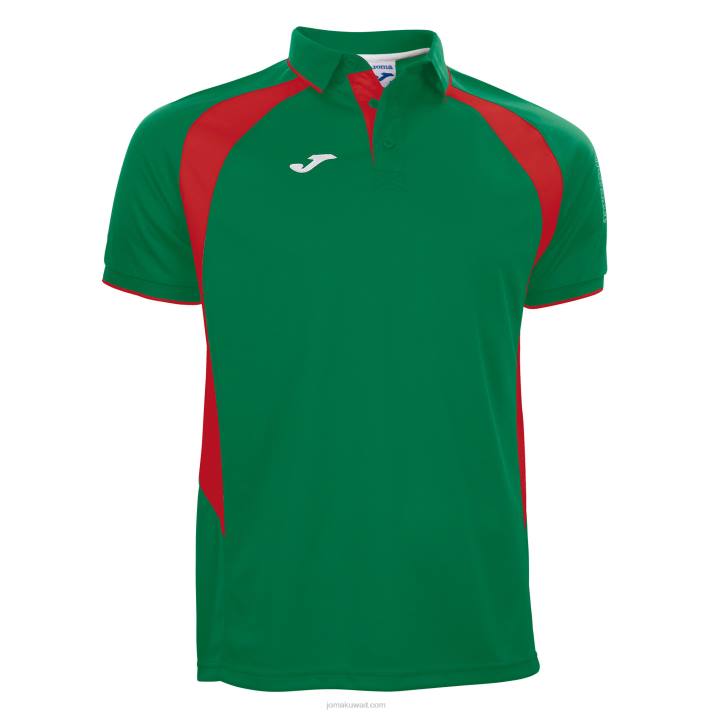 Joma 82P4R1073 أخضر أحمر بطولة قميص بولو قصير الأكمام III رجال