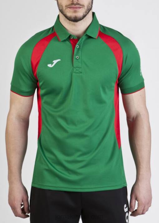 Joma 82P4R1073 أخضر أحمر بطولة قميص بولو قصير الأكمام III رجال
