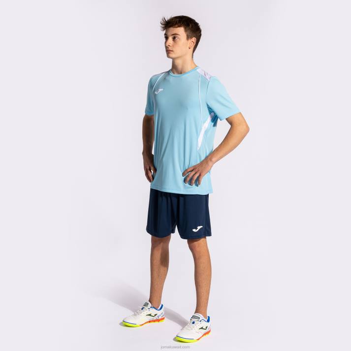 Joma 82P4R1123 السماء الزرقاء البيضاء قميص بطولة قصيرة الأكمام السابع رجال