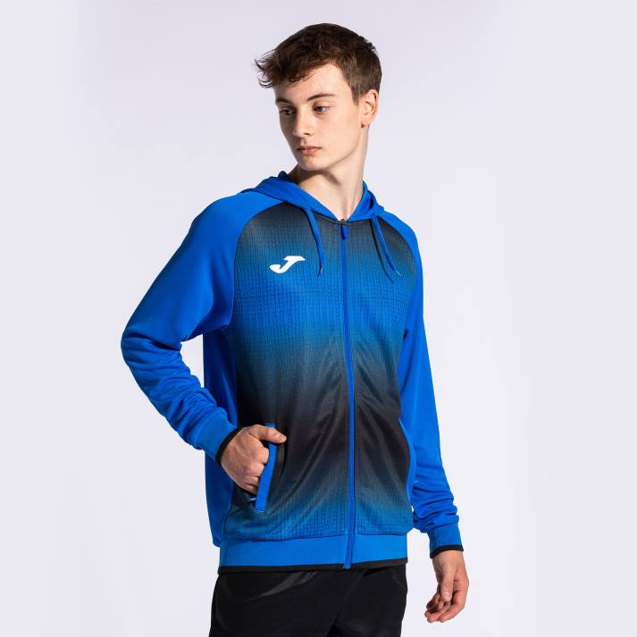 Joma 82P4R1134 الأزرق الملكي الأسود جاكيت بغطاء رأس Tiger v رجال