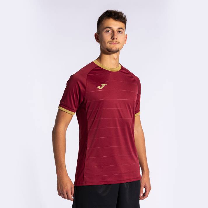 Joma 82P4R1136 بورجوندي قميص ذهبي كم قصير v رجال