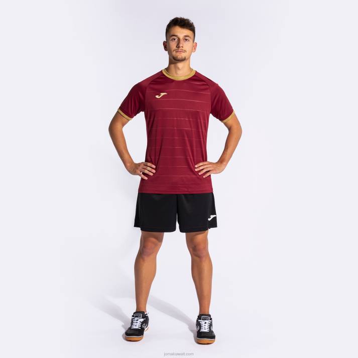 Joma 82P4R1136 بورجوندي قميص ذهبي كم قصير v رجال