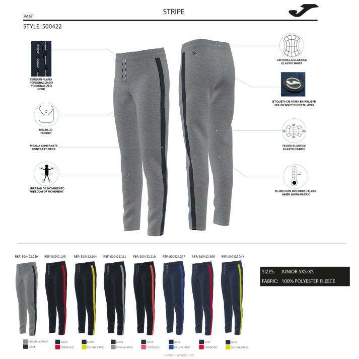 Joma 82P4R1177 الأزرق الداكن الأحمر لونغز السراويل شريطية رجال