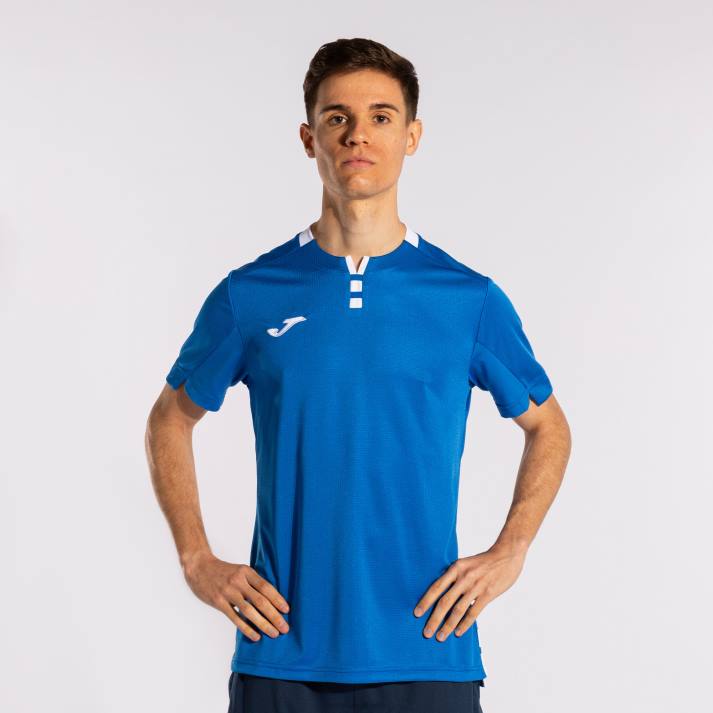 Joma 82P4R1203 أزرق ملكي أبيض قميص بأكمام قصيرة ذهبي رابعا رجال