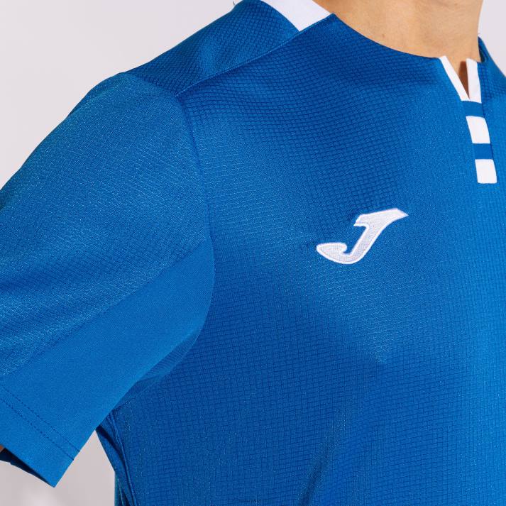 Joma 82P4R1203 أزرق ملكي أبيض قميص بأكمام قصيرة ذهبي رابعا رجال