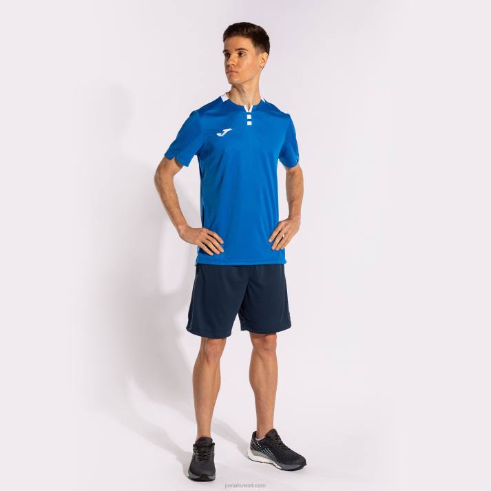Joma 82P4R1203 أزرق ملكي أبيض قميص بأكمام قصيرة ذهبي رابعا رجال