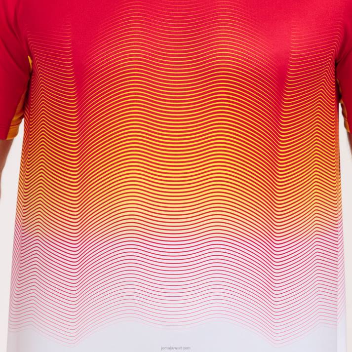 Joma 82P4R1209 أحمر أبيض أصفر قميص قصير الأكمام النخبة السابع رجال