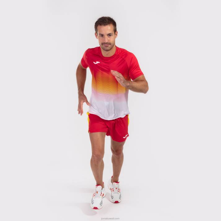 Joma 82P4R1209 أحمر أبيض أصفر قميص قصير الأكمام النخبة السابع رجال