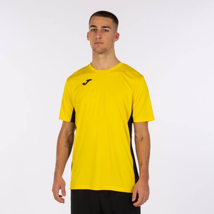 Joma 82P4R1257 أصفر أسود قميص كوزنسا بأكمام قصيرة رجال