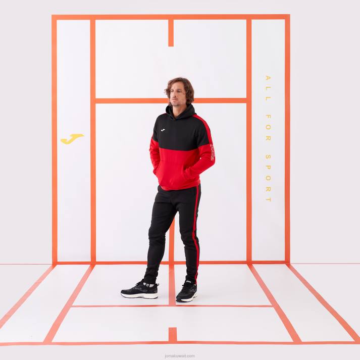 Joma 82P4R125 أسود أحمر لونغز السراويل شريطية رجال