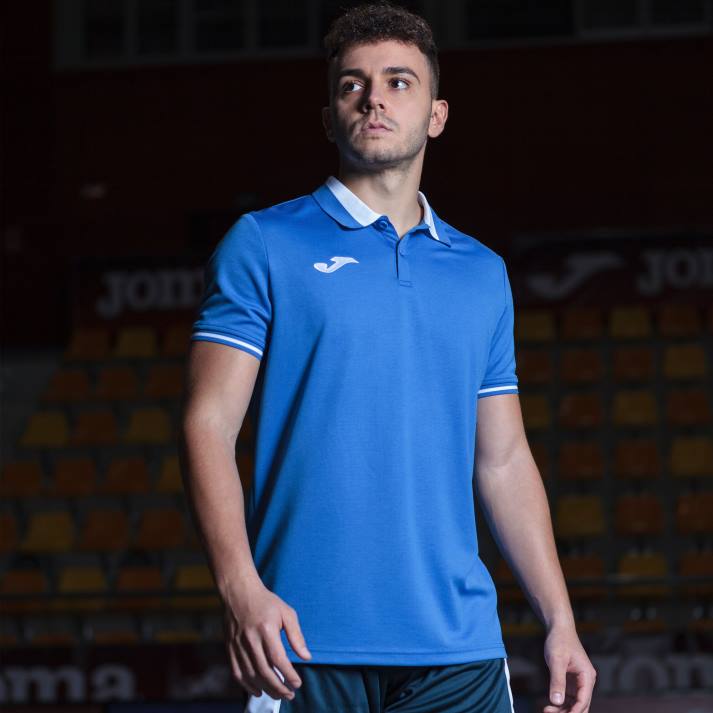 Joma 82P4R1339 أزرق ملكي أبيض بطولة قميص بولو قصير الاكمام vi رجال