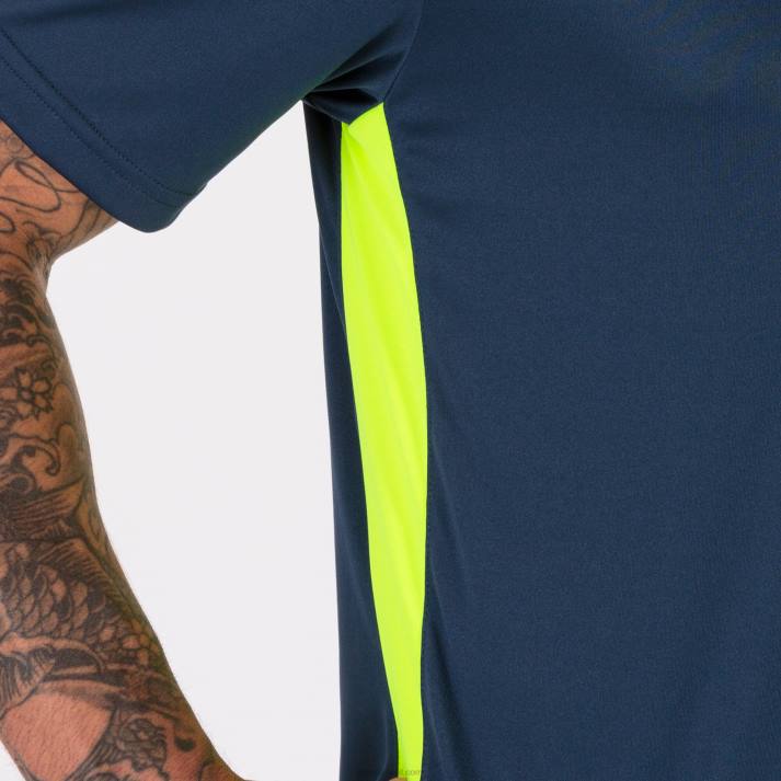 Joma 82P4R1344 الأزرق الداكن أصفر فلوري بطولة قميص قصير الأكمام سادسا رجال