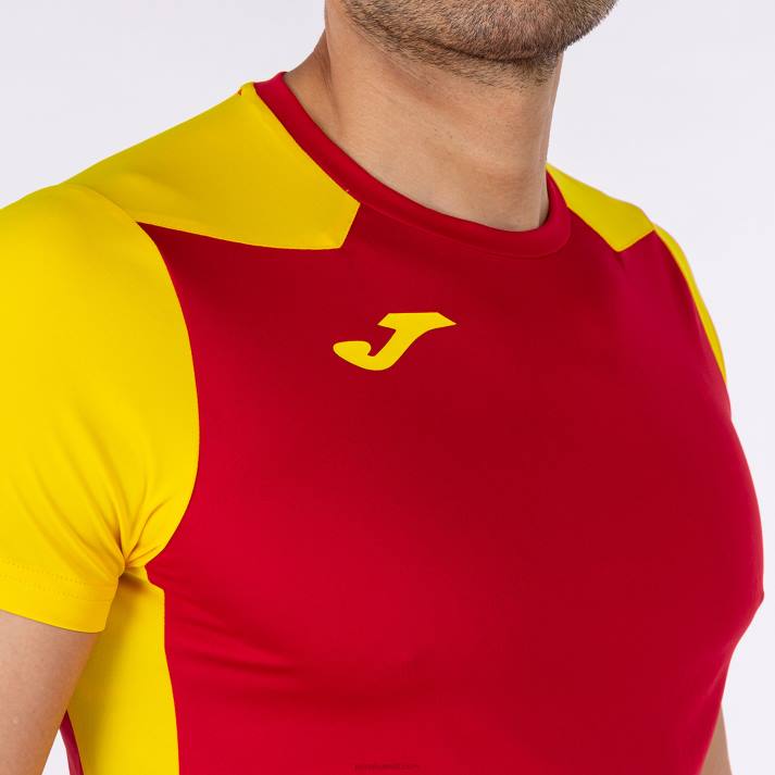 Joma 82P4R1357 احمر اصفر قميص قصير الأكمام سجل الثاني رجال