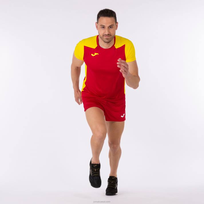 Joma 82P4R1357 احمر اصفر قميص قصير الأكمام سجل الثاني رجال