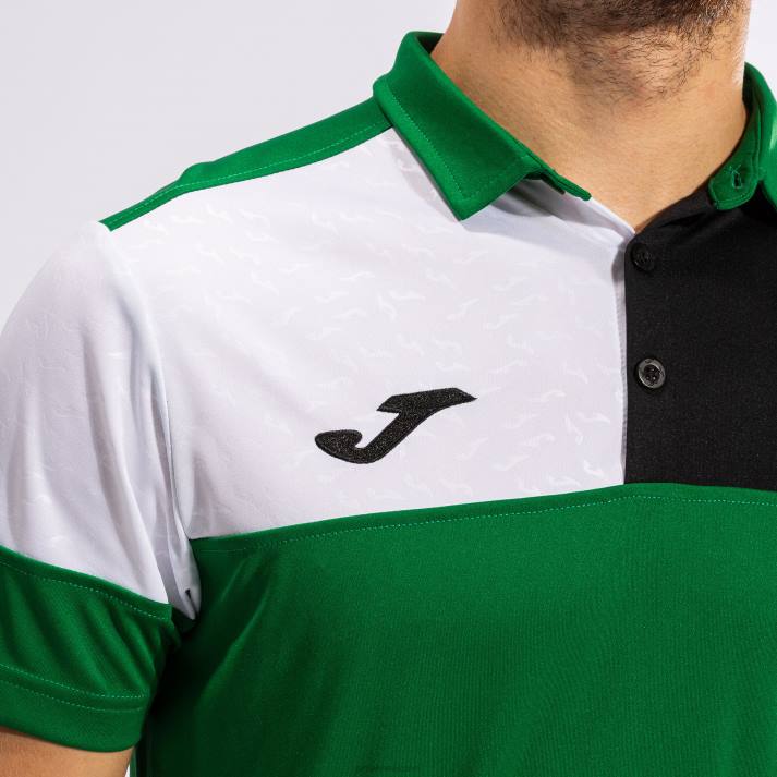 Joma 82P4R1362 أخضر أسود أبيض قميص بولو بأكمام قصيرة طاقم v رجال