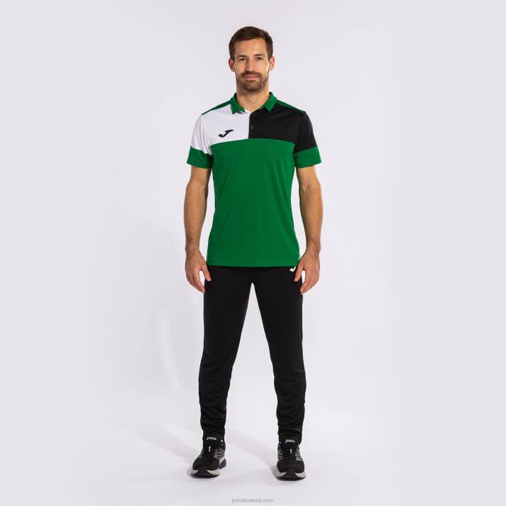 Joma 82P4R1362 أخضر أسود أبيض قميص بولو بأكمام قصيرة طاقم v رجال
