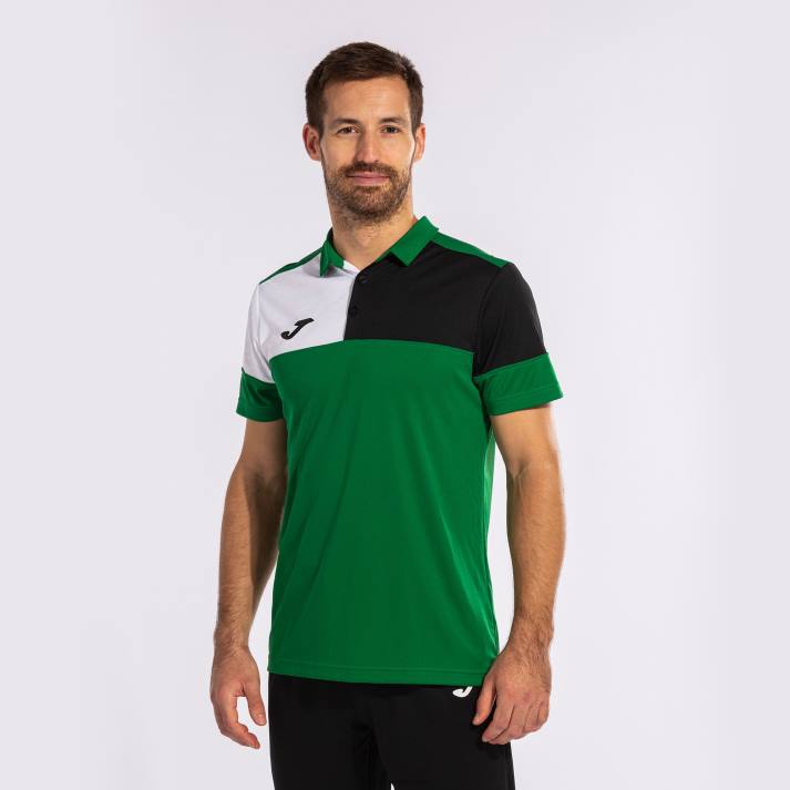 Joma 82P4R1362 أخضر أسود أبيض قميص بولو بأكمام قصيرة طاقم v رجال