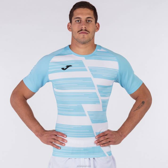 Joma 82P4R1400 السماء الزرقاء البيضاء قميص بأكمام قصيرة هاكا رجال