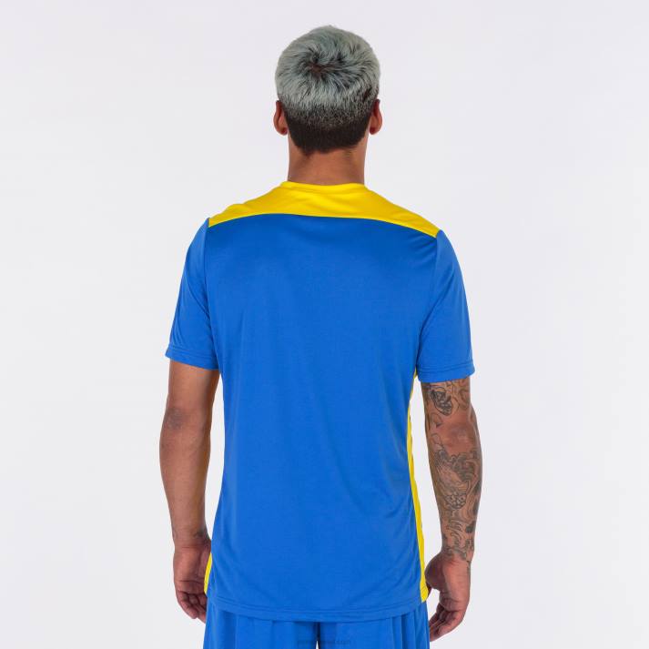 Joma 82P4R1412 الأزرق الملكي الأصفر بطولة قميص قصير الأكمام سادسا رجال