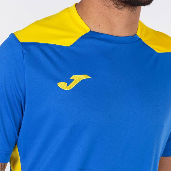 Joma 82P4R1412 الأزرق الملكي الأصفر بطولة قميص قصير الأكمام سادسا رجال