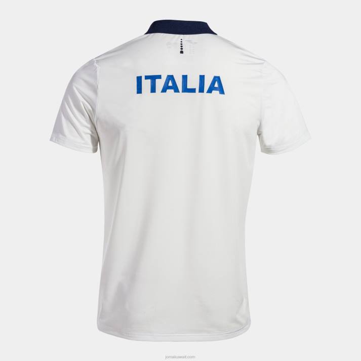 Joma 82P4R1420 أبيض قميص بولو قصير الاكمام الاتحاد الايطالي للتنس
