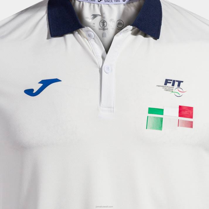 Joma 82P4R1420 أبيض قميص بولو قصير الاكمام الاتحاد الايطالي للتنس