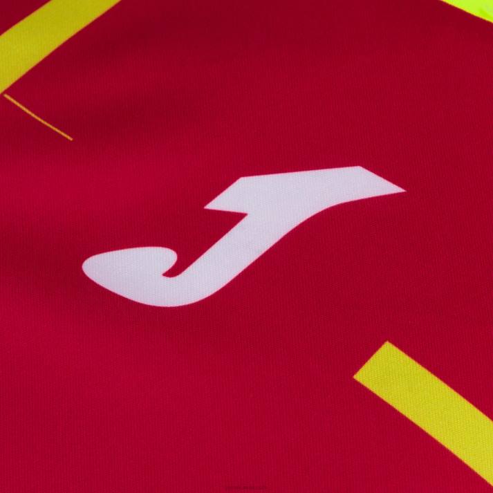 Joma 82P4R1432 احمر اصفر قميص بأكمام قصيرة النمر الثالث رجال