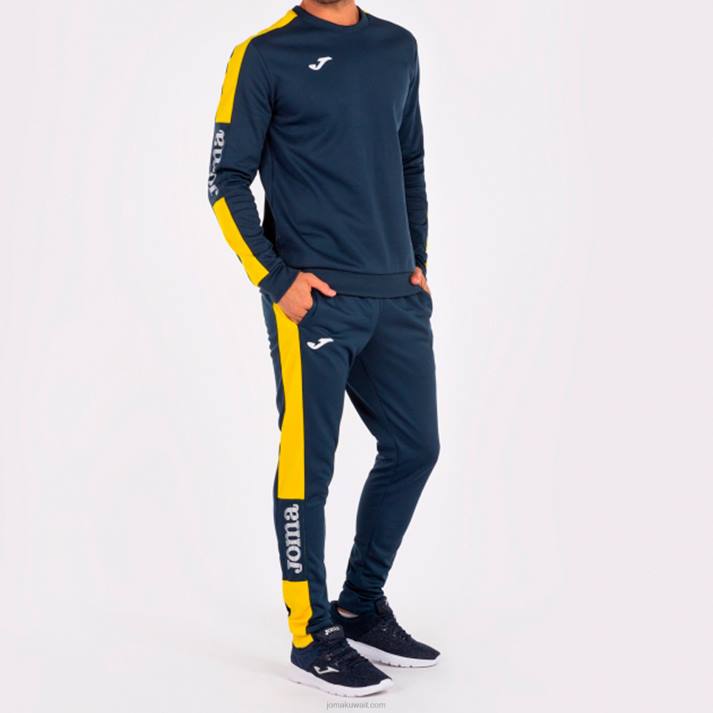 Joma 82P4R1442 الأزرق الداكن والأصفر بطولة قميص من النوع الثقيل الرابع رجال