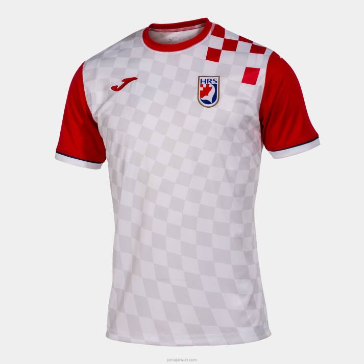 Joma 82P4R1447 أبيض أحمر قميص قصير الأكمام 1st موحد الاتحاد الكرواتي لكرة اليد