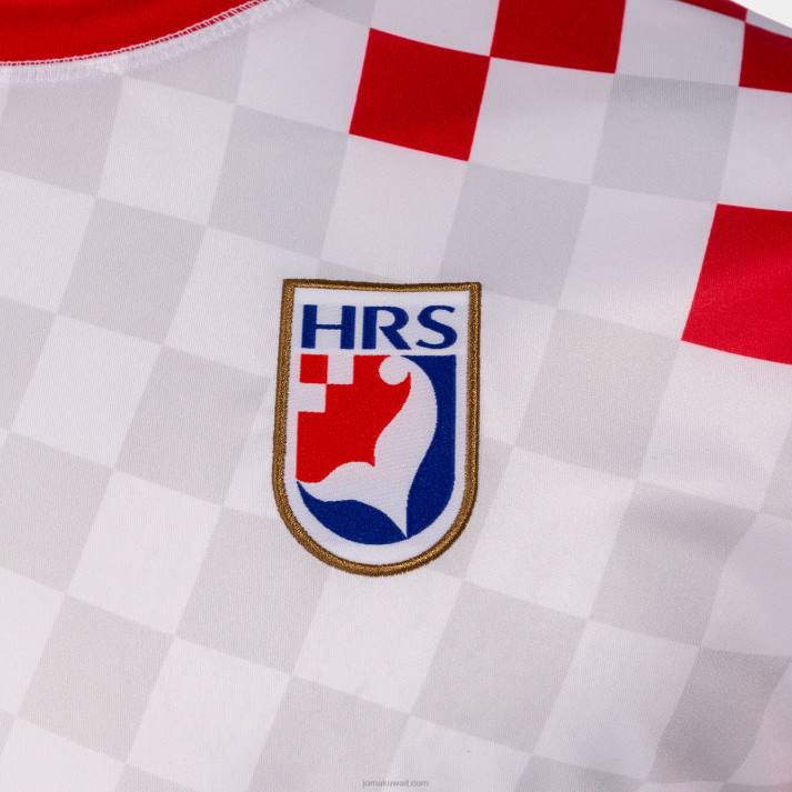 Joma 82P4R1447 أبيض أحمر قميص قصير الأكمام 1st موحد الاتحاد الكرواتي لكرة اليد