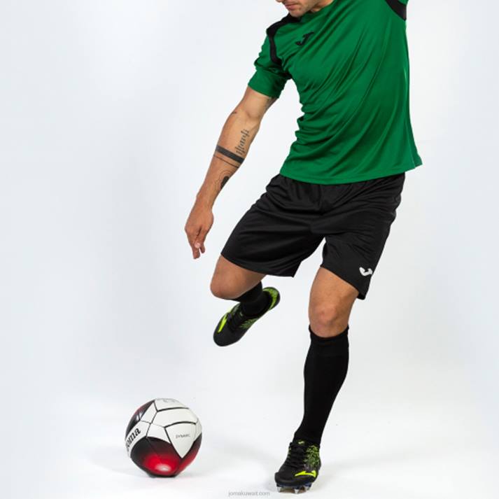 Joma 82P4R1461 أخضر أسود بطولة قميص قصير الأكمام v رجال