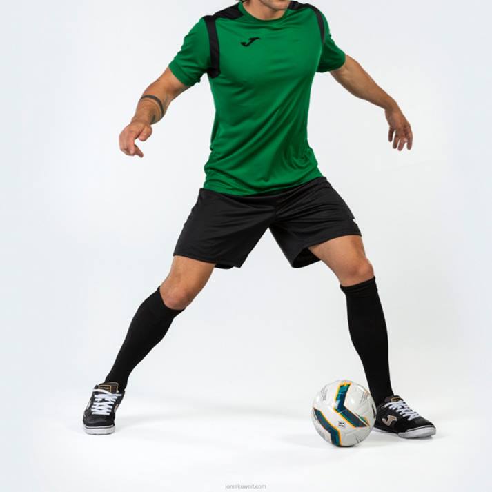 Joma 82P4R1461 أخضر أسود بطولة قميص قصير الأكمام v رجال