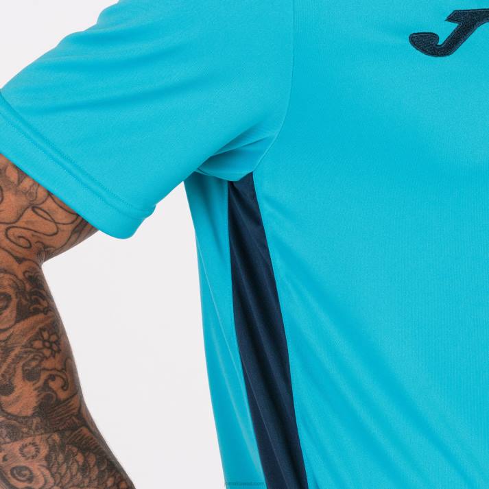 Joma 82P4R1469 الفلورسنت الفيروز الأزرق الداكن بطولة قميص قصير الأكمام سادسا رجال