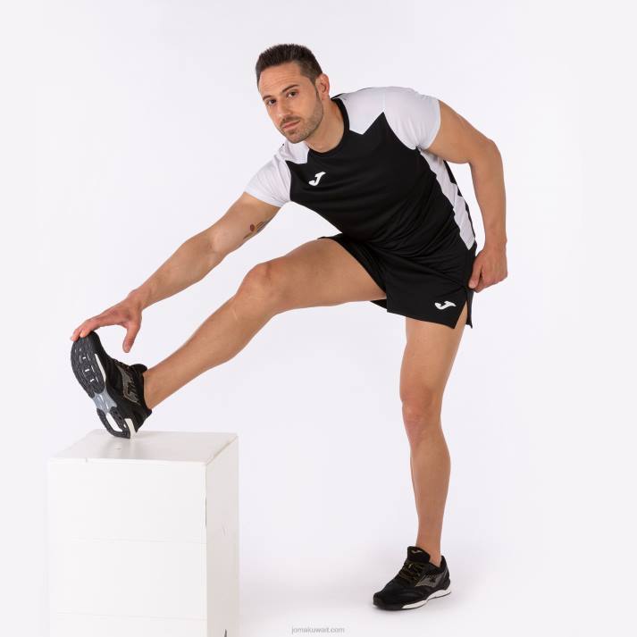 Joma 82P4R1482 أسود أبيض قميص قصير الأكمام سجل الثاني رجال