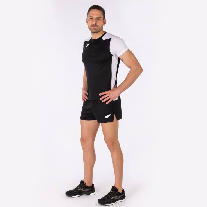 Joma 82P4R1482 أسود أبيض قميص قصير الأكمام سجل الثاني رجال
