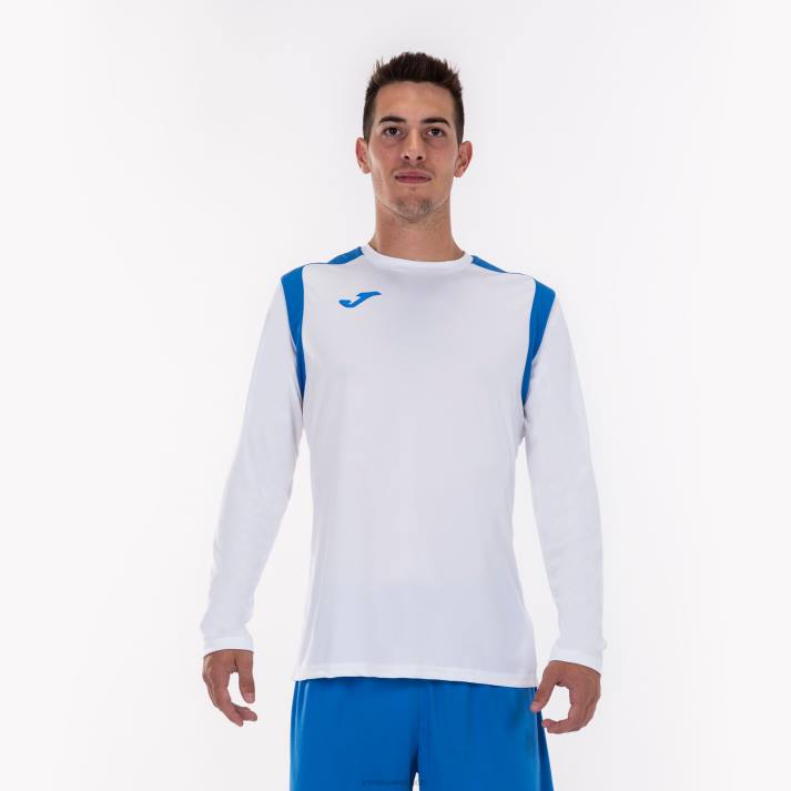 Joma 82P4R1522 أبيض أزرق ملكي بطولة القميص بأكمام طويلة v رجال