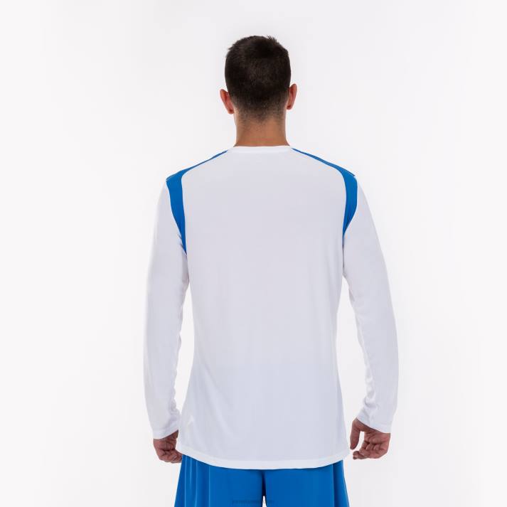Joma 82P4R1522 أبيض أزرق ملكي بطولة القميص بأكمام طويلة v رجال
