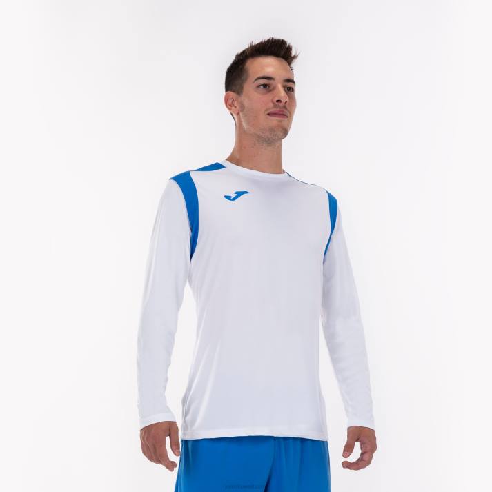 Joma 82P4R1522 أبيض أزرق ملكي بطولة القميص بأكمام طويلة v رجال