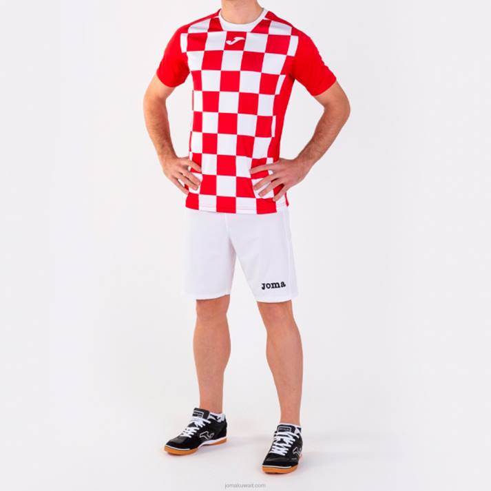 Joma 82P4R1523 احمر ابيض قميص بأكمام قصيرة العلم الثاني رجال