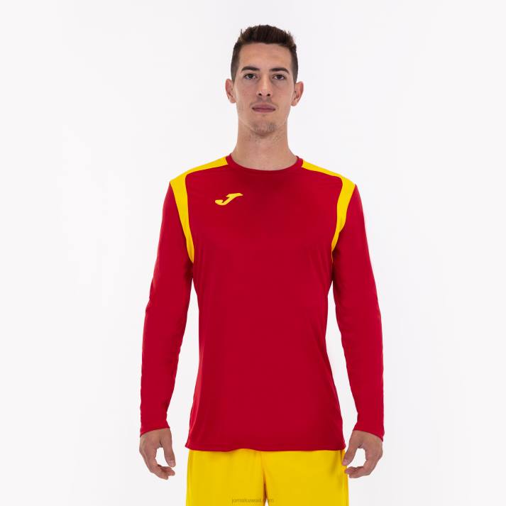Joma 82P4R1527 احمر اصفر بطولة القميص بأكمام طويلة v رجال